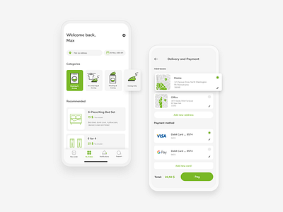 Eco Laundry Service App app app design appdesign dailyui design eco environment flat graphic design green interaction design laundry app minimalist racoon ui ux