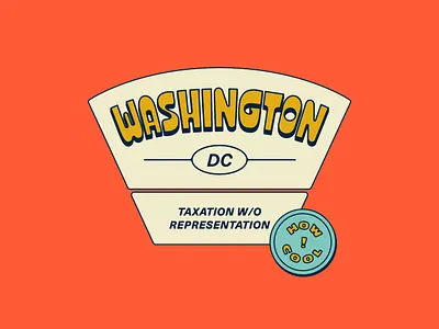 Hey, I moved! badge custom type lettering retro type taxation without representation vintage washington dc