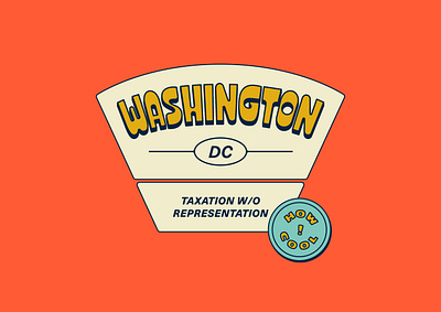 Hey, I moved! badge custom type lettering retro type taxation without representation vintage washington dc