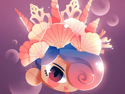 Seashell Princess 👑 🐚 character cute fashion illustration kawaii mermaid ocean ohvalentino princess seashell