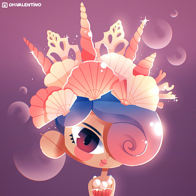 Seashell Princess 👑 🐚 character cute fashion illustration kawaii mermaid ocean ohvalentino princess seashell