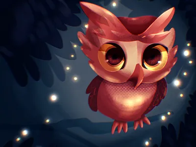 Owly 🦉 bird character illustration kawaii night ohvalentino owl procreate