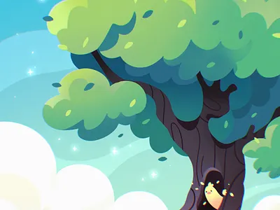 Hey there! 🐦☀️🌳 bird character illustration landscape nature ohvalentino procreate tree