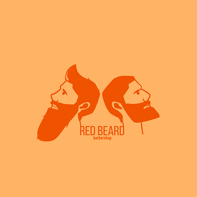 Two heads barber barbershop beard design illustration men red vector