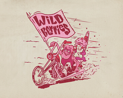 Wild Berries cereal mascots chopper draw halftone illustration mascots motorcycle procreate rat fink retrosupply