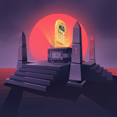 Lost Artefact altar architecture artwork cyberpunk illustration illustrator neon nokia pattern space sunset vector