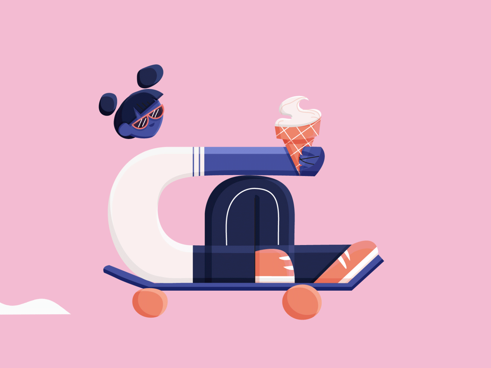Rolling in like... 2d animation character flat girl ice cream illustration illustrator motion motion art motion graphics outdoors simple skate skateboard skateboarding skater sports summer woman