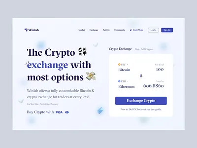 Crypto Exchange Trading binance bitcoin blockchain branding clean coin crypto crypto art crypto wallet crypto website cryptocurrency design ethereum exchange exchange trading finance flat landing page minimal token