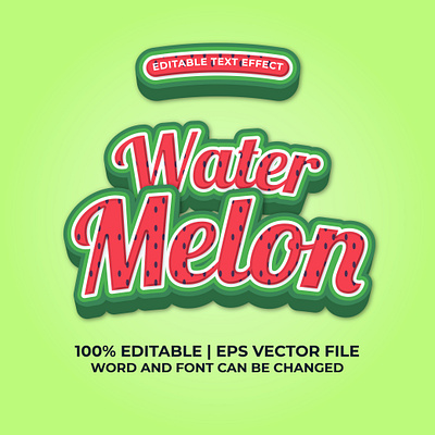 Fresh watermelon editable text effect premium vector design graphic design illustration lettering logo logotype text effect type typography vector