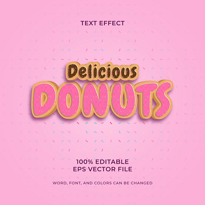 Delicious donuts editable text effect premium vector cute design donuts graphic design illustration text effect typography vector yummy