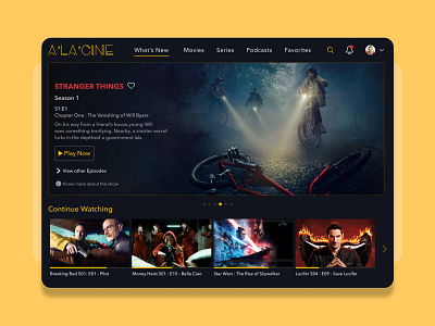 Tv Movie Streaming App - Home page app app design cinema app dark mode design figma landing page movie movie app movie streaming product series streaming streaming app streaming platform television tv app ui ui ux visual design