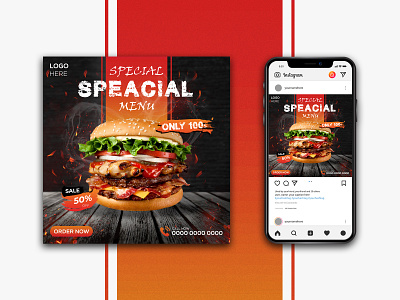 Restaurant Social Media Post Template I Social Media Banner 3d ad banner burger eye grabbing facebook ad facebook banner facebook post fast food food banner food post instagram banner instagram post promo restaurant restaurant banner restaurant post social media design social media post website banner