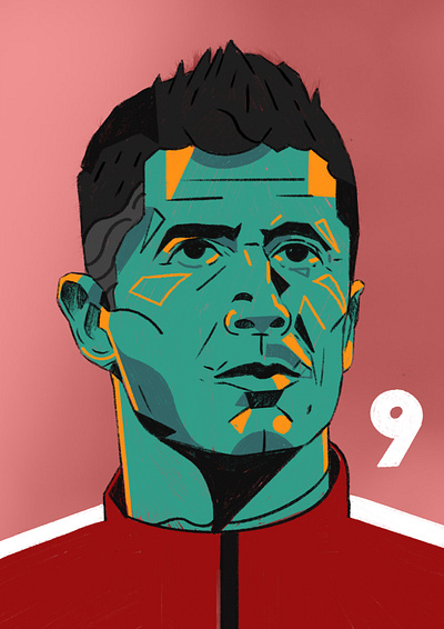 Lewandowski faces football player footballer illustrated portrait illustration illustrator people portrait portrait illustrated portrait illustration portraits procreate