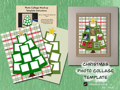 Christmas Collage Mock-up Template christmas design hand drawn holiday illustration mock up template