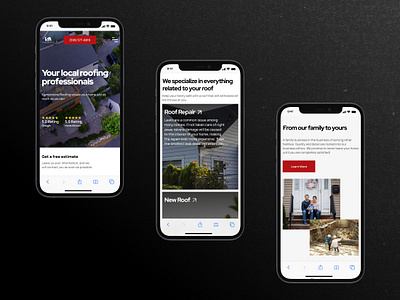 Roofing website mobile landing clean construction construction business cta figma hero home house ios iphone landing layout mobile mobile ui mockup roof roofing ui ux web