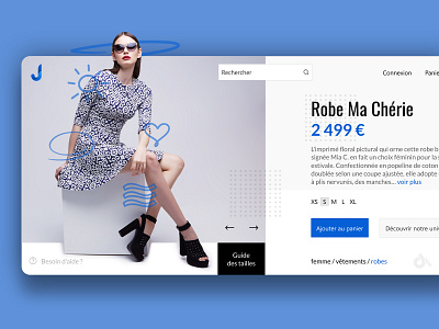 Product page website concept blue clean concept creationy design dress homepage interface minimal presentation product site web webdesign website white woman