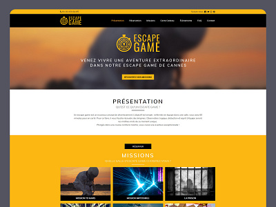 Escape Game website concept black concept creationy design escape game homepage interface landingpage presentation template webdesign website yellow