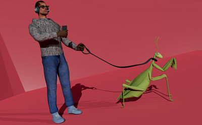 Stroller with mantis✨ 3d 3dmodel animation autodeskmaya design graphic design man mantis