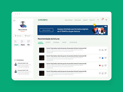 O TEMPO - Dashboard user app design interface design mobile ui ux web design