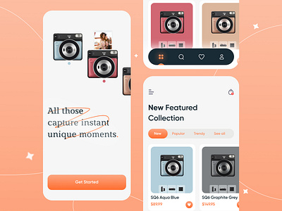 Camera Shop App app design camera shop clean design designinspiration dribbblers fujifilm instax minimal design piqo sajon ui ui8 ux