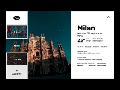 Plaza | The homepage to your favourite city app clean concept design figma graphic design minimal news app ui ux weather app web app web design website