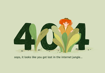 404 error, lost in the internet jungle 404 error banner design graphic design illustration illustrator procreate website