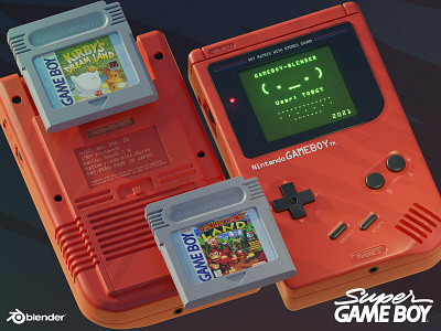 GAMEBOY blender blenderart cartoon colorful cycles design device gameart gameboy gameboydevice games gold illustration mario mobilegames modeling old pixego retro