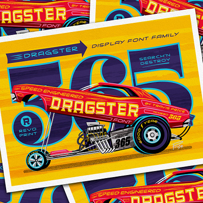 DRAGSTER PRINT vector illustration hotrod