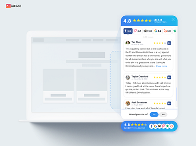 Reviews aggregation across platforms custom widget embedding reviews rating widget review display ui review score review widget reviews reviews ratings widgets reviews aggregation reviews display ui reviews widget ui design