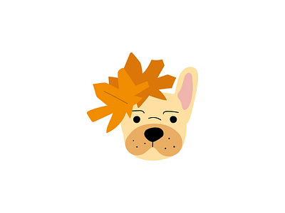 Autumn bulldog autumn bulldog cute design dog face fall flat french bulldog head icon illustration leaf pet season vector