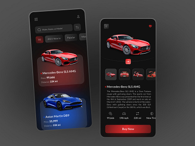 Luxury Car Shop App app aston martin benz blue bmw buy car card driver ford luxury mercedes benz porsche product card purchase red rental sale shop ui