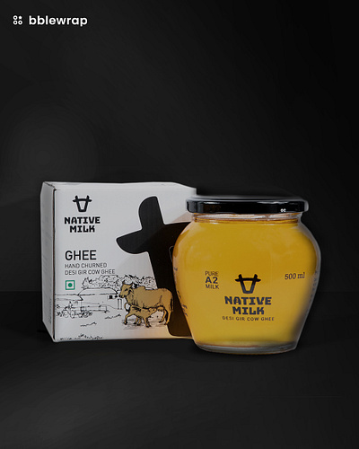 Native Milk A2 Ghee Package Design brand design brand development brand identity brand logo branding design graphic design illustration logo