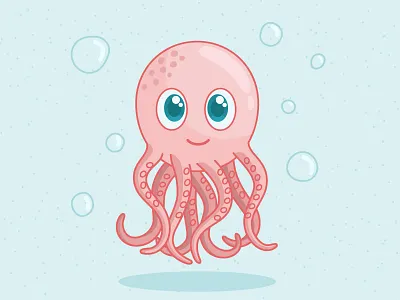 Octopus animal art blue character cute cute art design flat graphic design illustration illustrator octopus pink vector