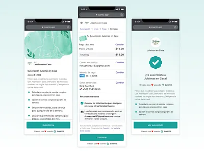 Cuanto - Subscriptions checkout ecommerce mobile web payment review store subscription user experience user interface ux design