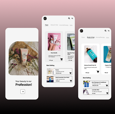 Skin Care Products App adobexd app branding design figma graphic design mobile app skincare ui ui design user experience ux