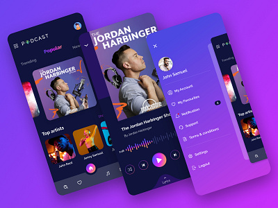 Podcast Mobile App - UI Design Concept app design audio player mobile app design mobile app development mobile ui mobile uiux music app music player podcast app podcast app design podcast apps podcast art podcast design podcast mobile app podcast mobile app design podcast ui podcasting podcasts streaming app user experience