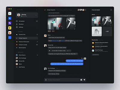 Messenger Dashboard Web App app chat chatting app clean dark dark mode dashboard design interface message messenger messenger app minimal team ui ux web web app web design website