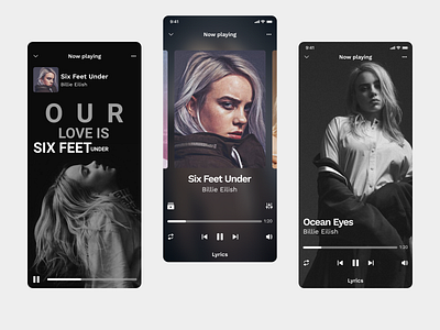 🎙 Music player app | Conceptual UI design apple music ariana grande artist billie eilish halsey lyrics music music app music player music player app player player app dsign player ui playlist podcast singer song soundcloud spotify youtube music