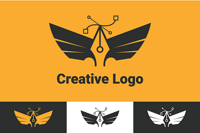Designer Pen Tool with Wing Vector Logo art autumn background banner bat black spider design illustration logo ui