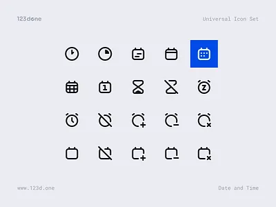 Universal Icon Set 123done clean date date and time figma glyph icon icon design icon pack icon set icon system iconjar iconography icons iconset minimalism time ui universal icon set vector icons