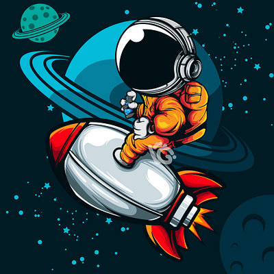THE CUTE ASTRONAUT art astronaut character design doodle illustration universe vector