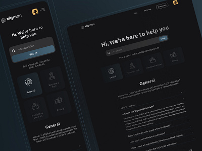 Xigman - FAQ & Help Center branding design faq graphic design help helpcenter logo question ui vector