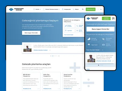 Anadolu Hayat Emeklilik Website blue design illustration ui ux