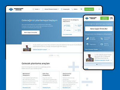 Anadolu Hayat Emeklilik Website blue design illustration ui ux