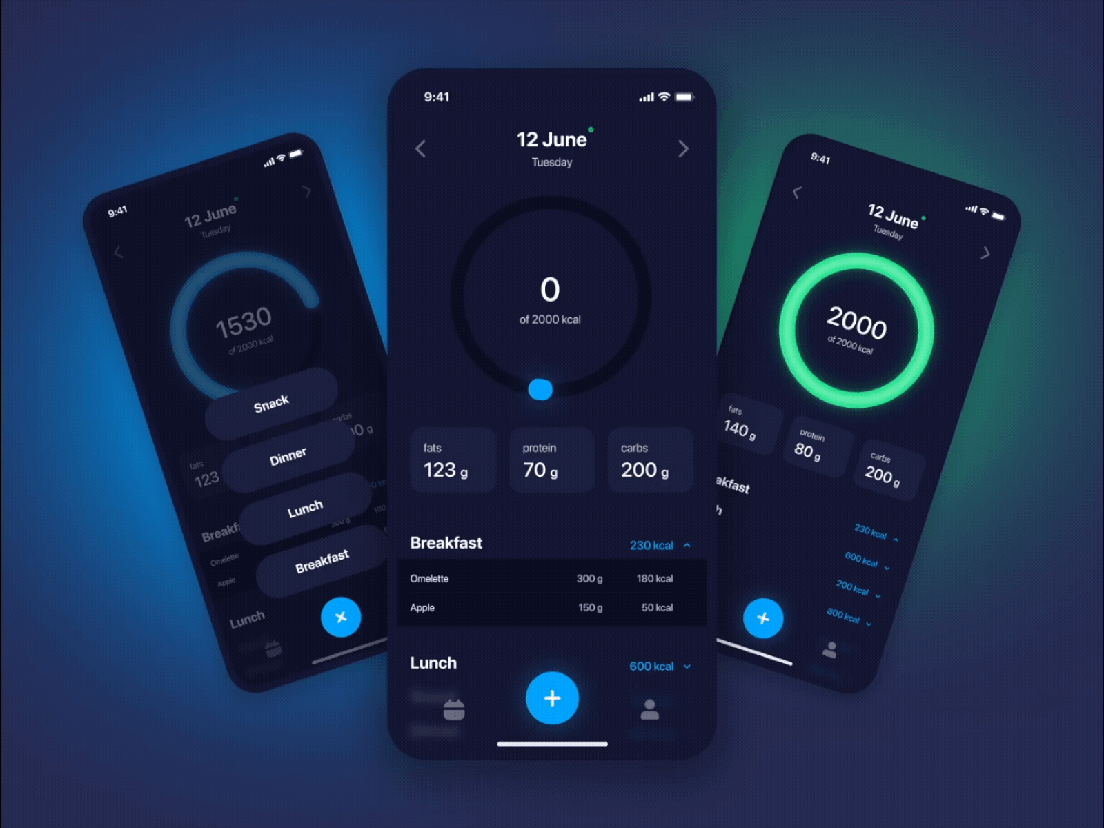 Food tracker app concept animation app concept dark figma food health ios lifestyle nightmode tracker ui ux