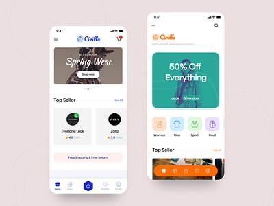 Cirilla Multiple Vendor App design system ec ecommerce fashion app marketplace mobile app multiple vendor shop shopify store ui vendor wordpress