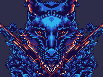 Wolf Head Hunter animals animation artworks blue branding customdesign design graphic design grass head hunter illustration leaf logo sho shotgun tee tshirt ui wolf