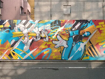 Reactive Waves abstract aerosol art branding competition design futurism geometric graffiti graffuturism graphic design illustration mural painting pattern pixelazord pop art street art urban art