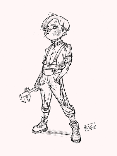 mechanic character design concept art draw drawing illustration kid mechanic