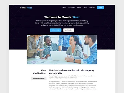 MonitarBuzz - Landing Page Design creative data analytics homepage landing page minimal monitoring webapp trending ui design ui ux web design